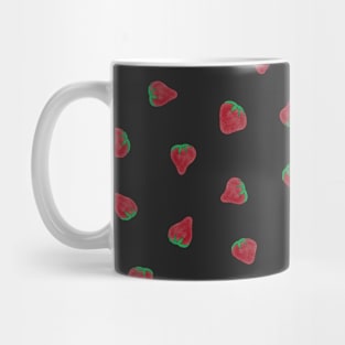 Watercolour Strawberry Pattern, Black Mug